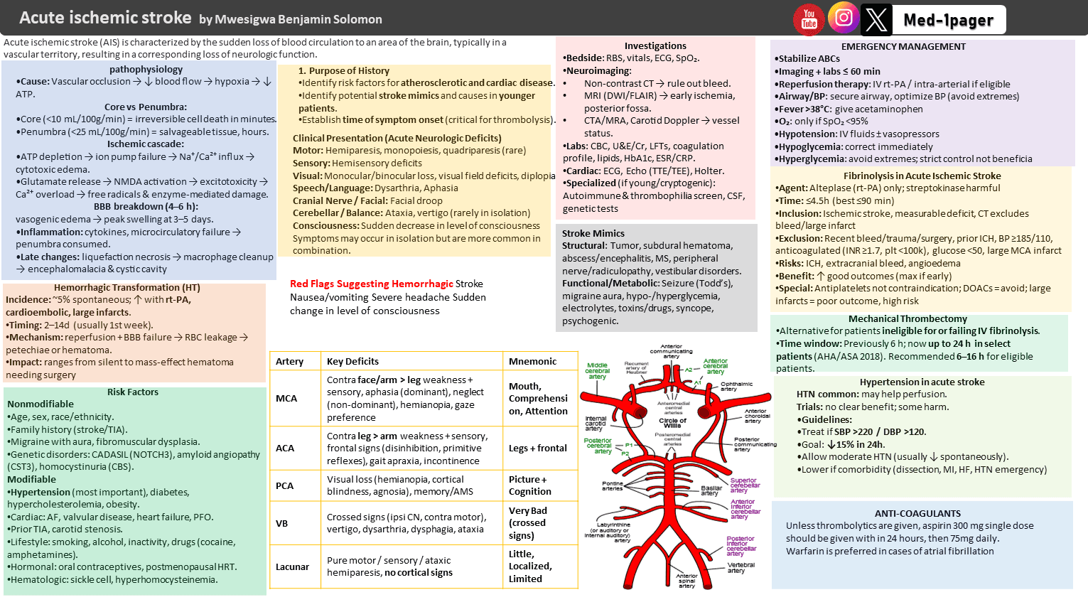 stroke/ acuteischemic stroke/ cerebral vascular accident one-page medical summary